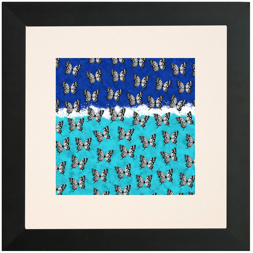 "Surfs Up" Bipolar Butterfly Framed & Matted Print- Black Frame
