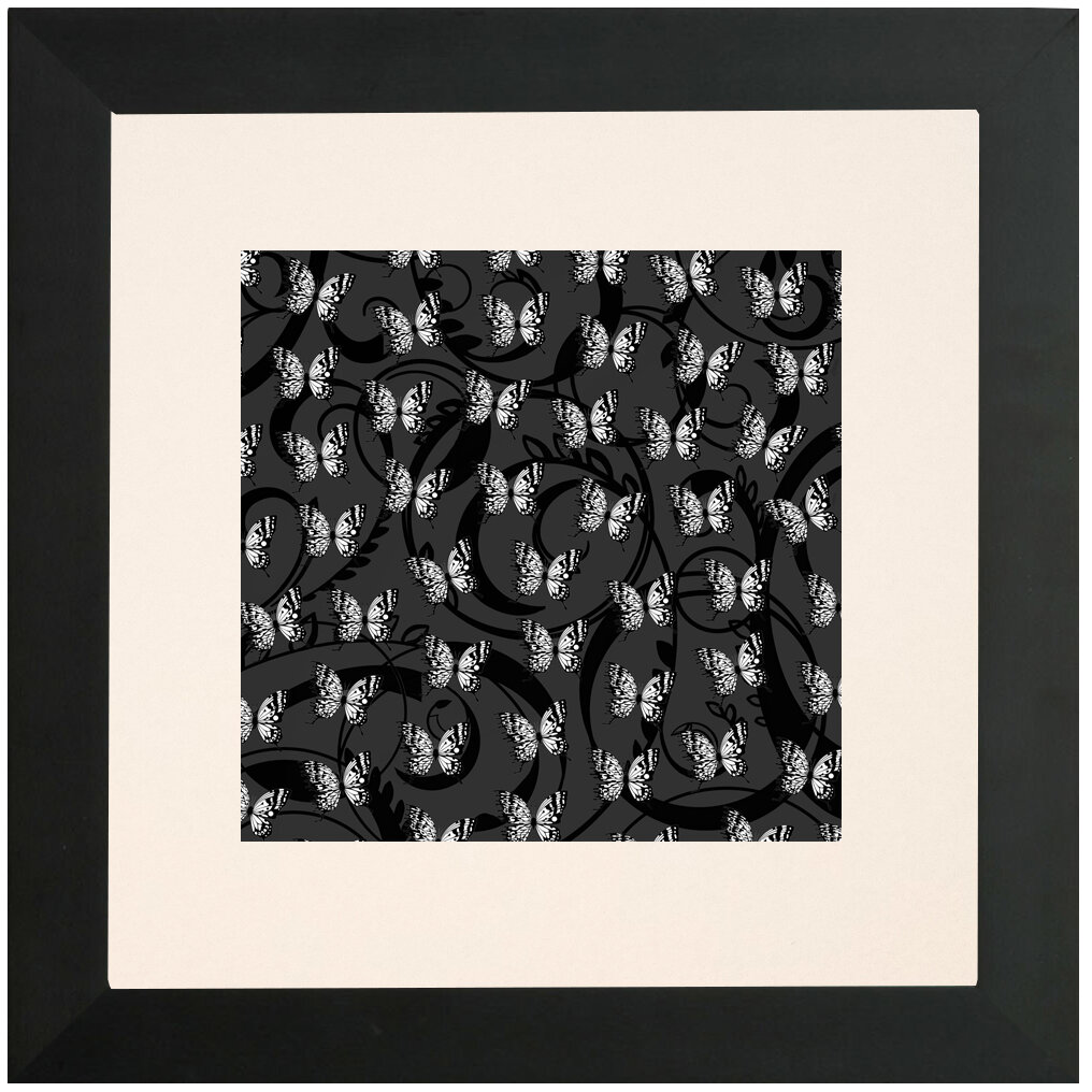 "Grey Swirls" Bipolar Butterfly Framed & Matted Print- Black Frame