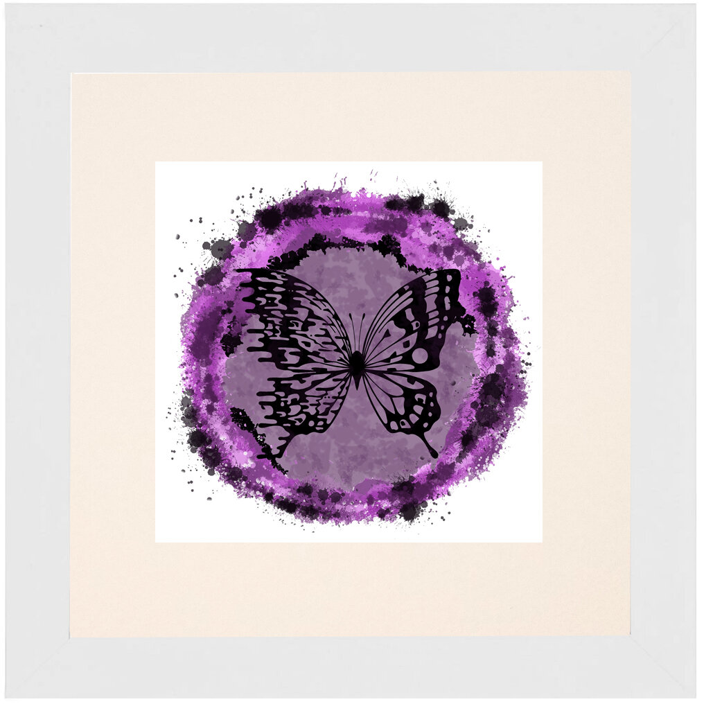 "Grape Ape" Bipolar Butterfly Framed & Matted Print- White Frame