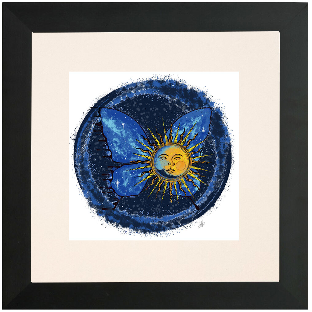 "Zodiac" Bipolar Butterfly Framed & Matted Print- Black Frame