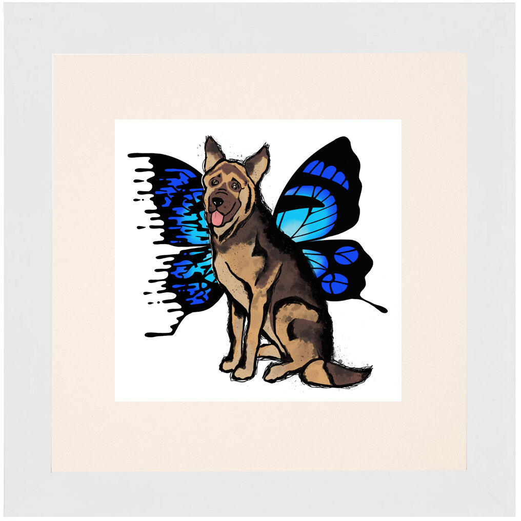 "German" Bipolar Butterfly Framed & Matted Print- White Frame