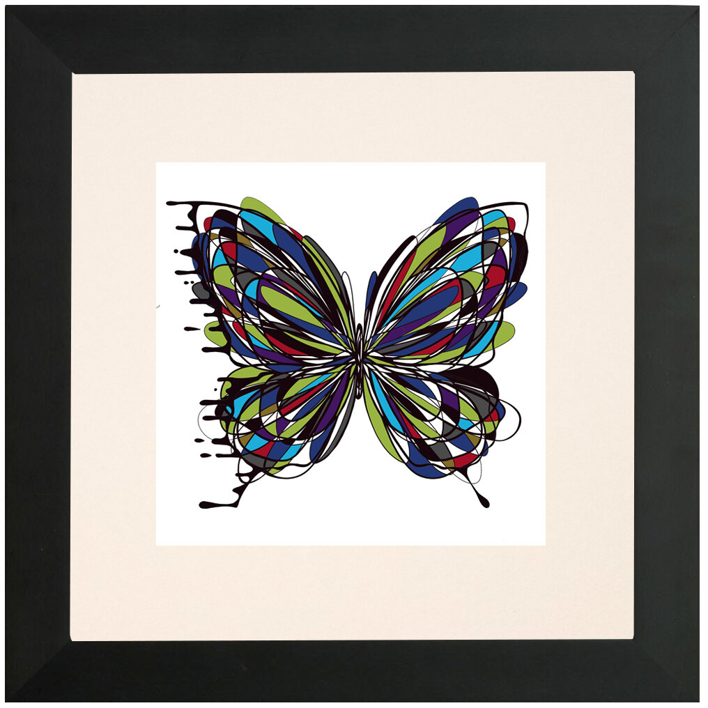 "Dizzy Colors" Bipolar Butterfly Framed & Matted Print- Black Frame