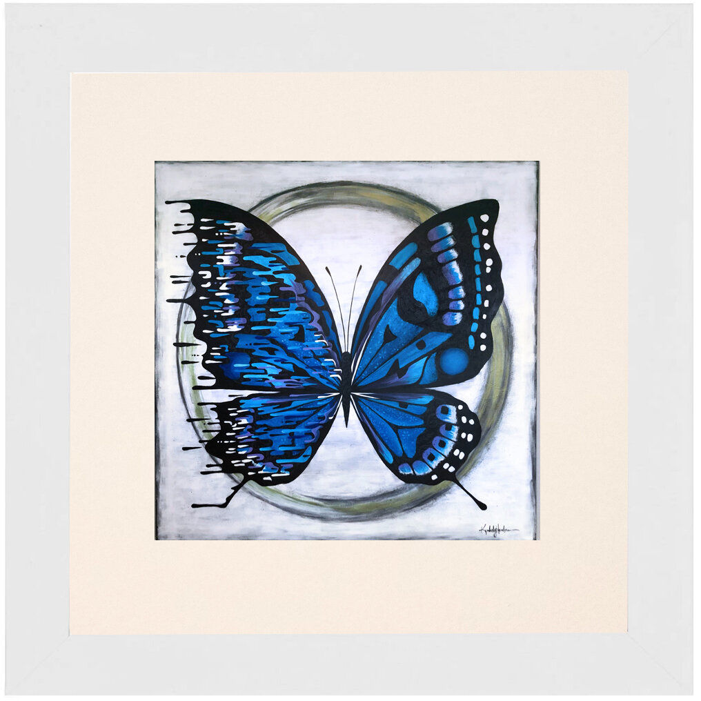 "Stella" Bipolar Butterfly Framed & Matted Print- White Frame