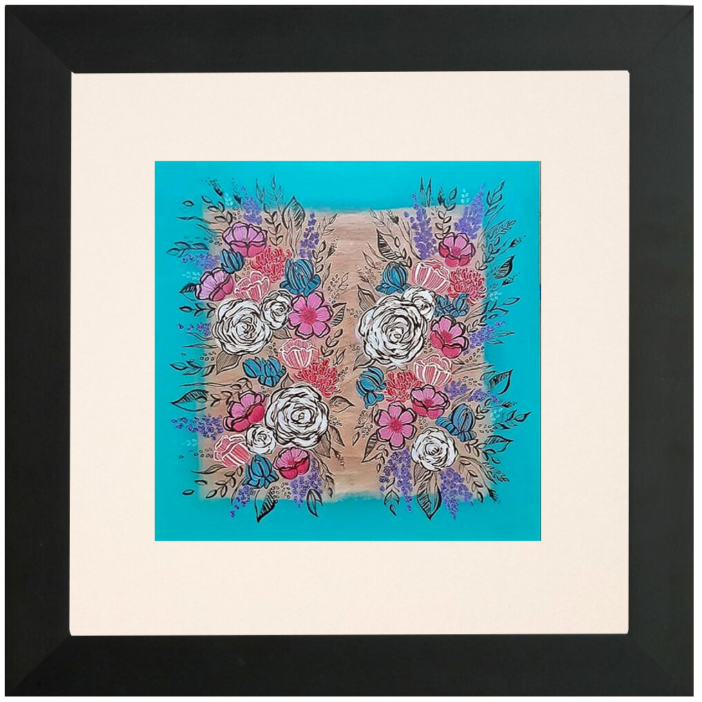 "Aqua Wood" Bipolar Butterfly Framed & Matted Print- Black Frame