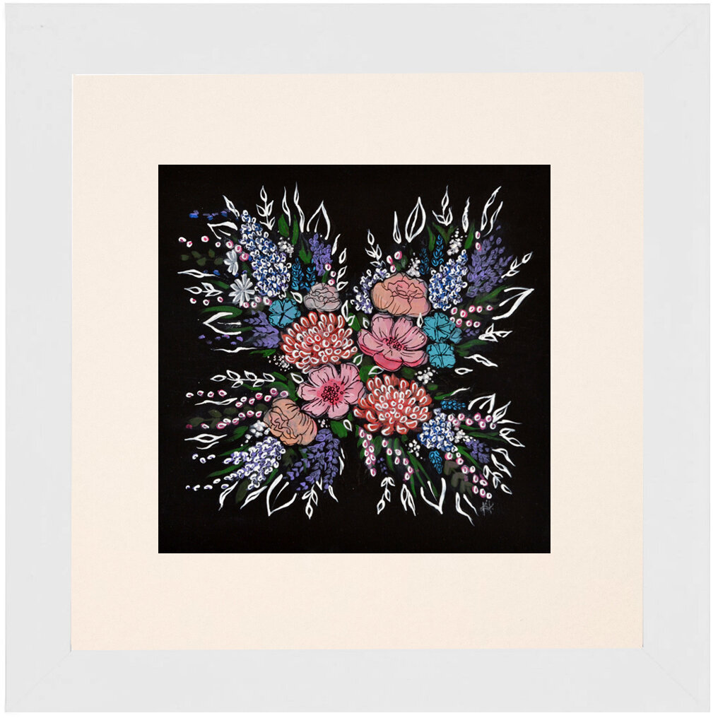 "Black Wood" Bipolar Butterfly Framed & Matted Print- White Frame