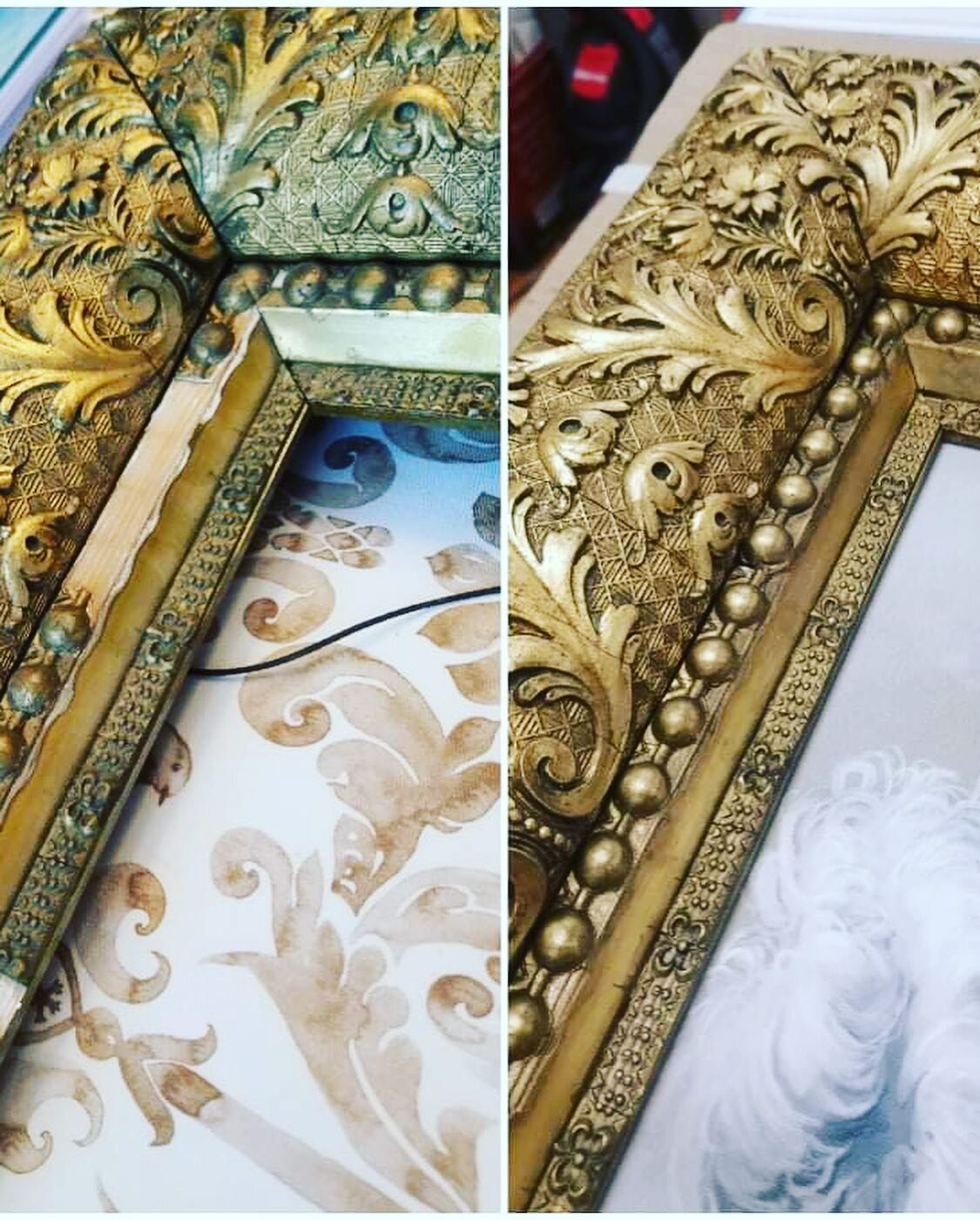 Transformation Tuesday: Antique Frame missing some parts and also needed cleaning. This frame restored beautifully and will be in the family for years to come. Come and See us for your next restoration project. #upfrontartspace #dtcf #cuyahogafallsar