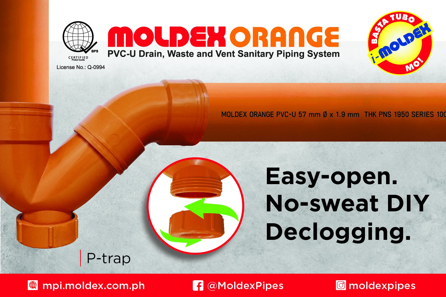 MOLDEX Orange PVC Sanitary Pipes and Fittings