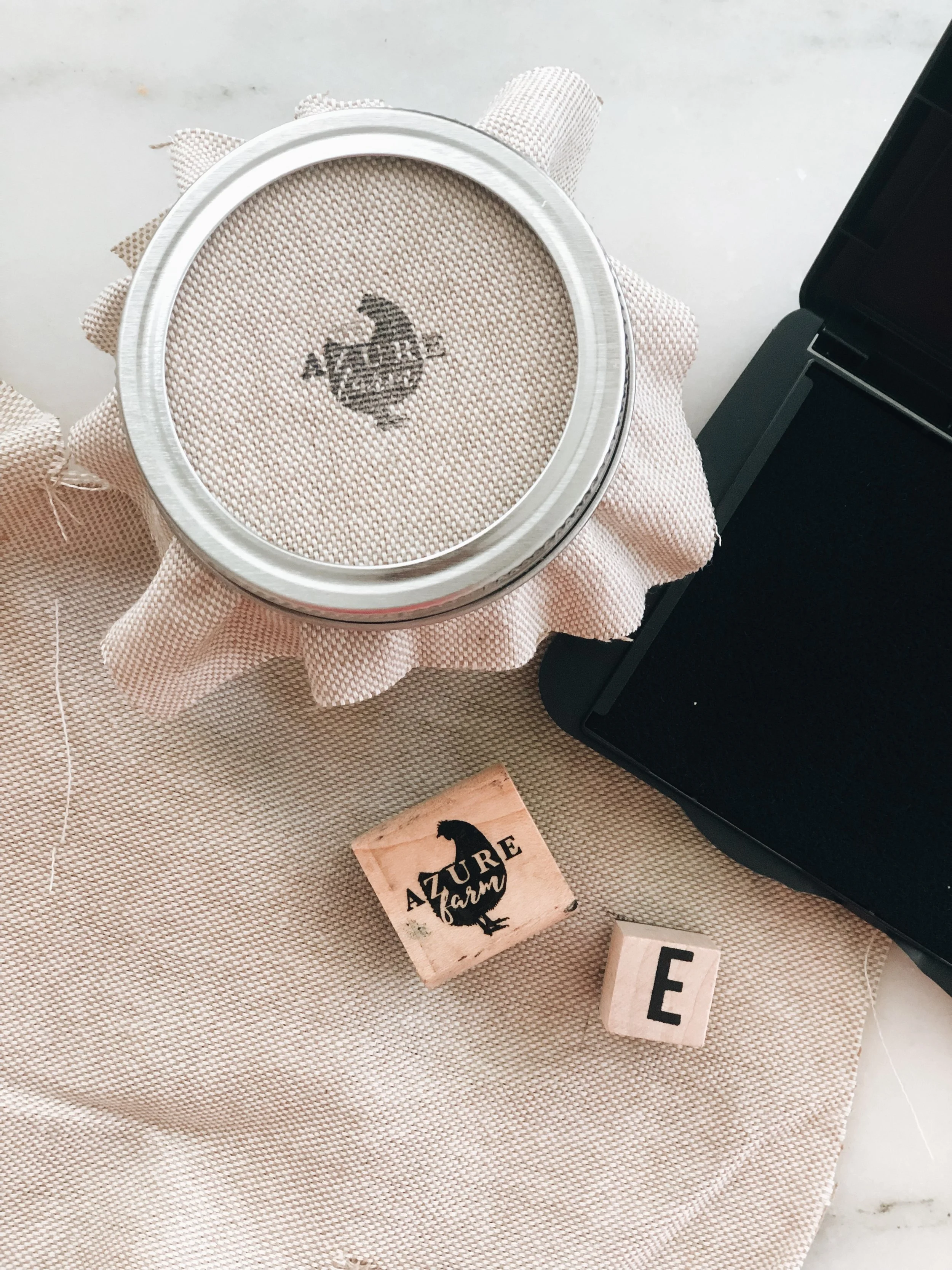 You can even add a stamp or letter to the top of the jar directly onto the fabric. What a fun gift this would be!!