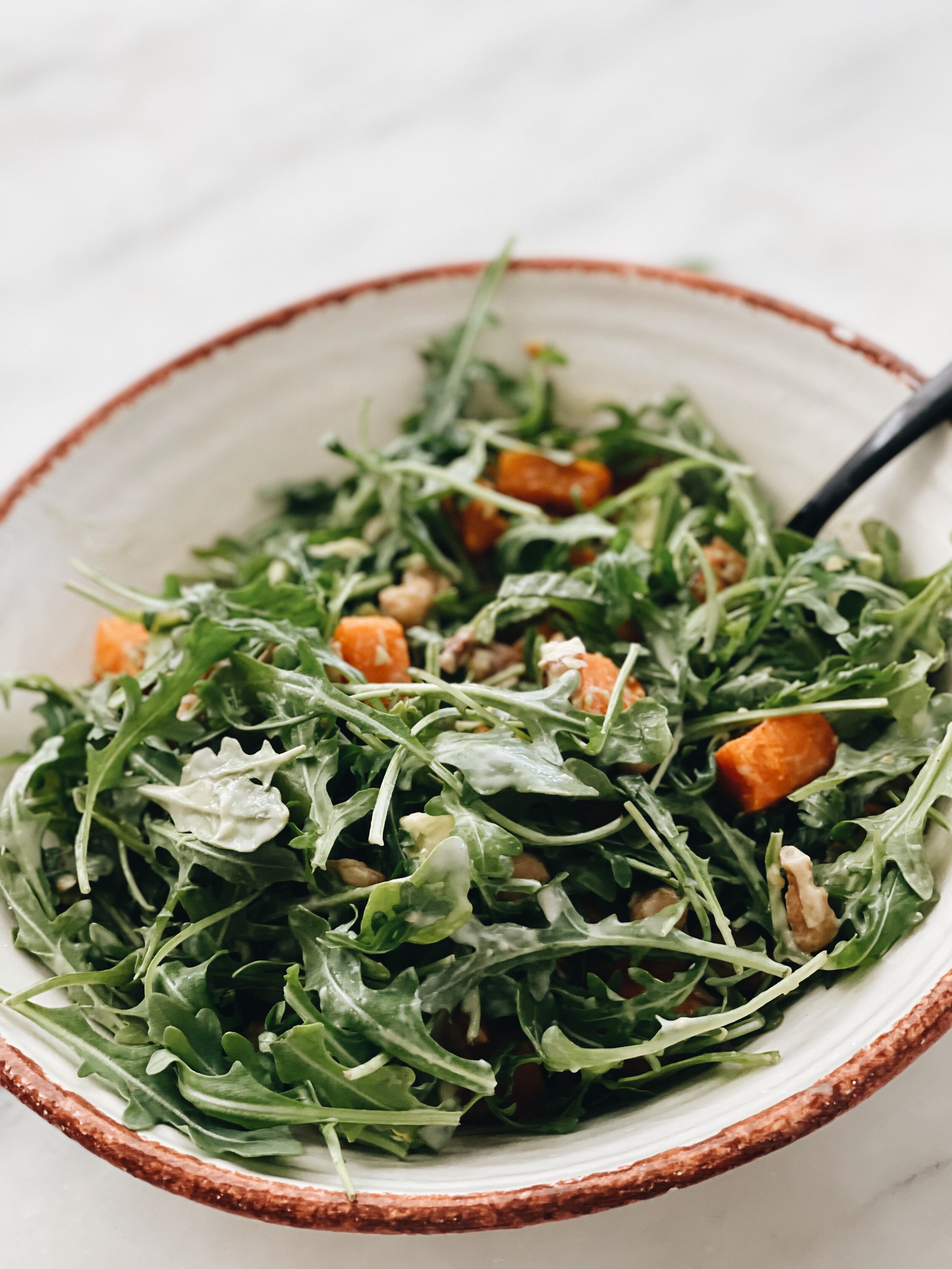 Roasted Sweet Potato and arugula salad