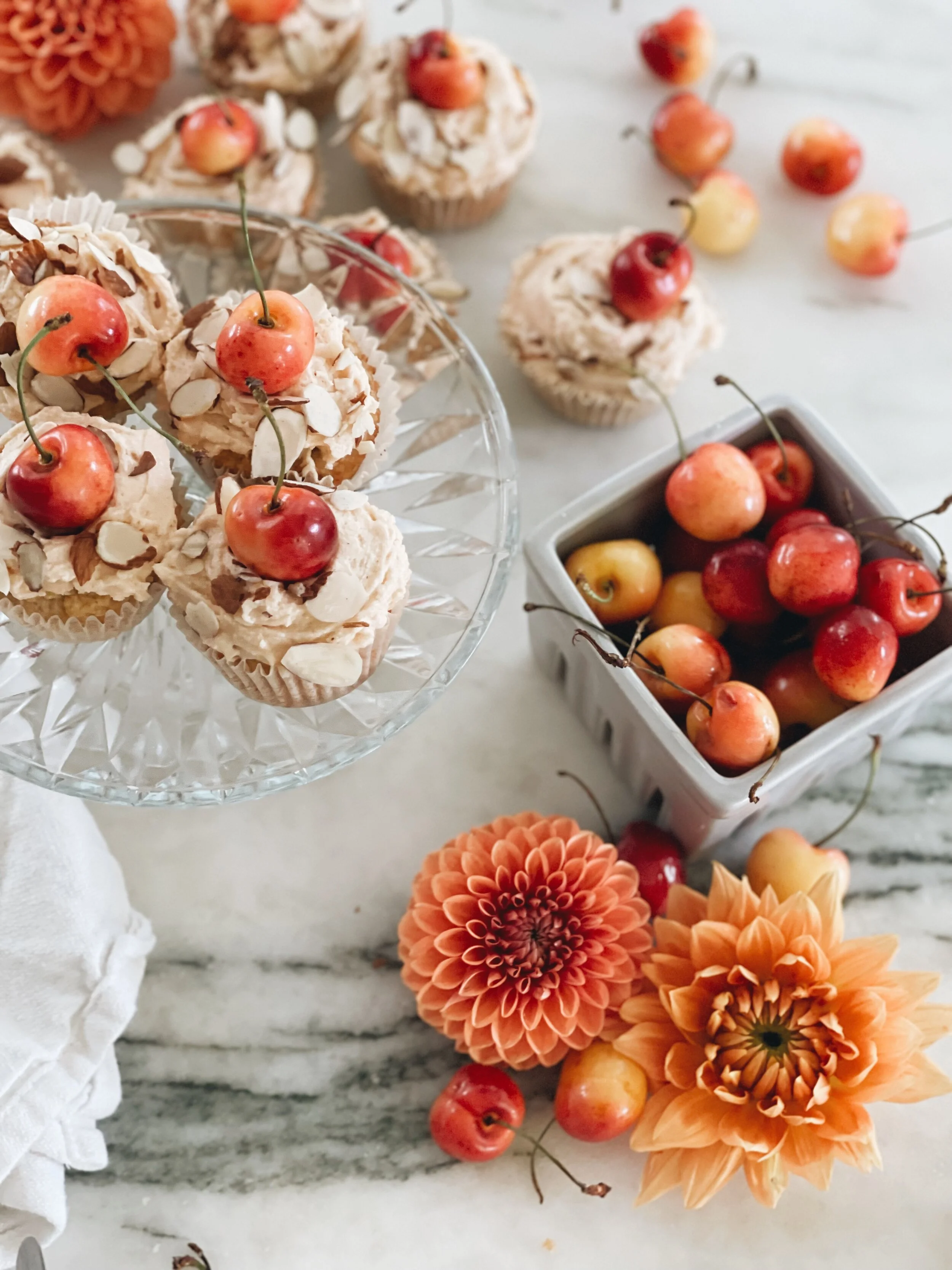 Delicious Rainier Cherry Almond Cupcakes 