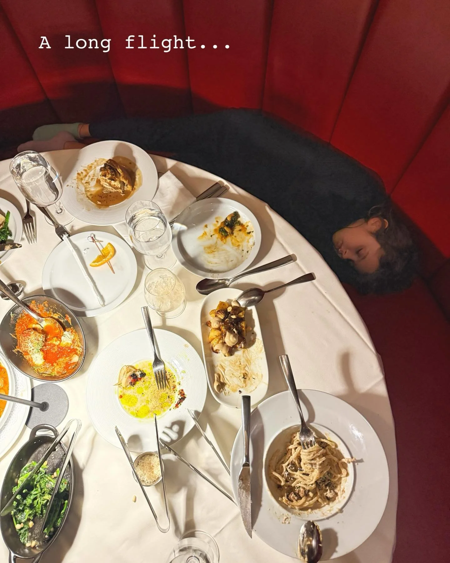 Long flight across the country and a tired little one who fell asleep before dinner was over. 

And honestly&hellip; it was the best. 
We went straight to our favorite plant-based spot in Las Vegas @crossroadskitchen . Delicious, Mediterranean Italia