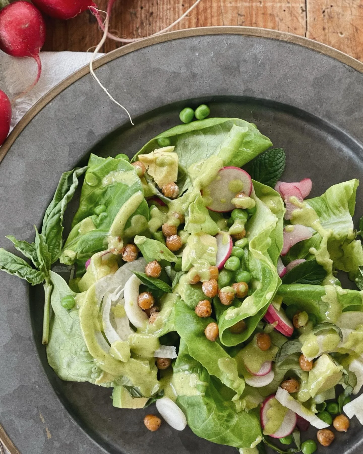 I spotted the first dandelions of the season and my first thought was, "Dandelion muffins.&rdquo;

Here are a few spring favorites from my kitchen.

Lemon Mint Harvest Dressing
Roasted Beet Salad
Dandelion Muffins

The dandelion leaves can be to