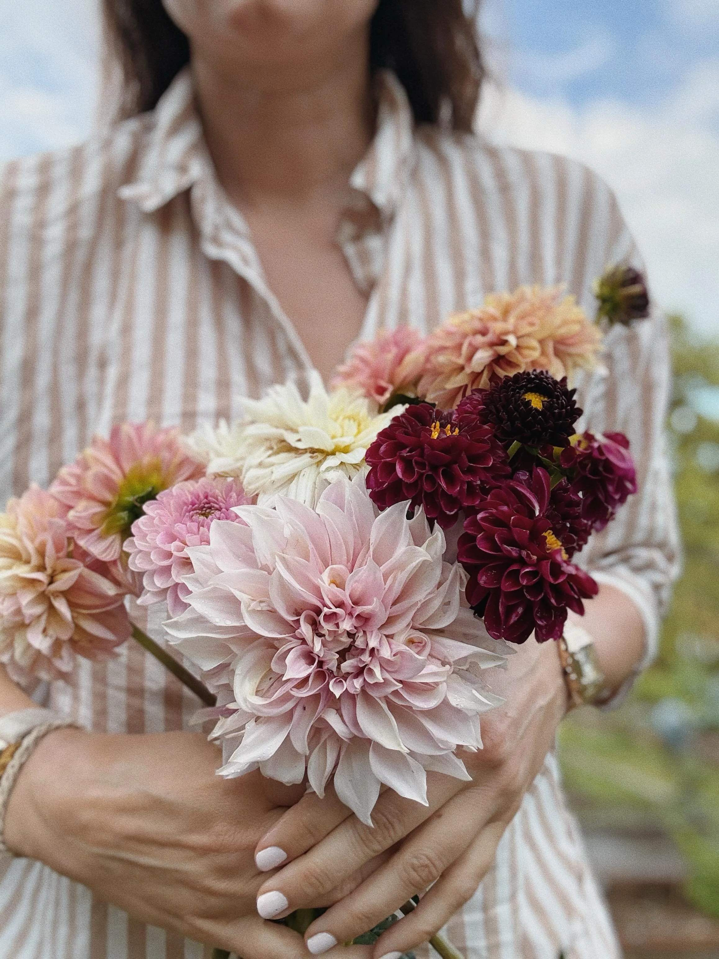 The first dahlia's of the season are here and it makes my heart happy!! 

I've selected a mix of perennials , annuals, and flowering shrubs, vining plants, and herbs to have blooms no matter what the season. 

There are so many benefits to a flowerin