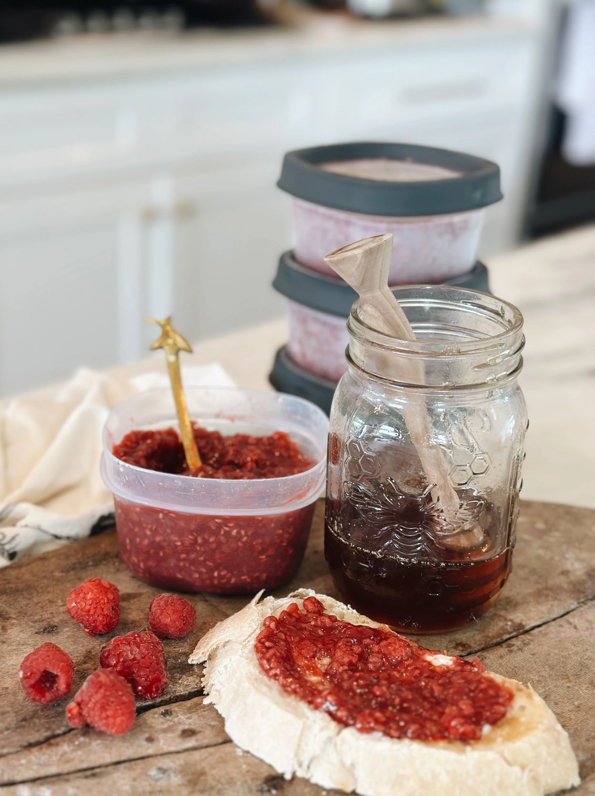 Fresh, Juicy, Low-sugar Raspberry Freezer Jam