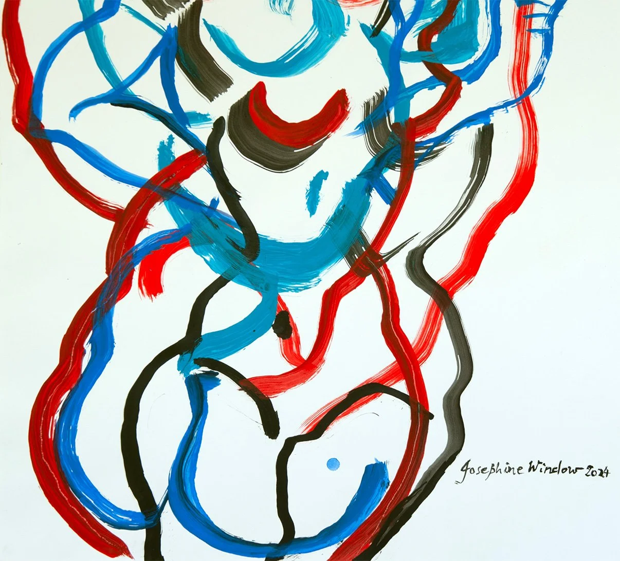 Josephine-Window-Curvaceousness-3-painting-original-art-acrylic-ink-paper-abstract-linear-expressive-gestural-red-blue-black-detail-sign