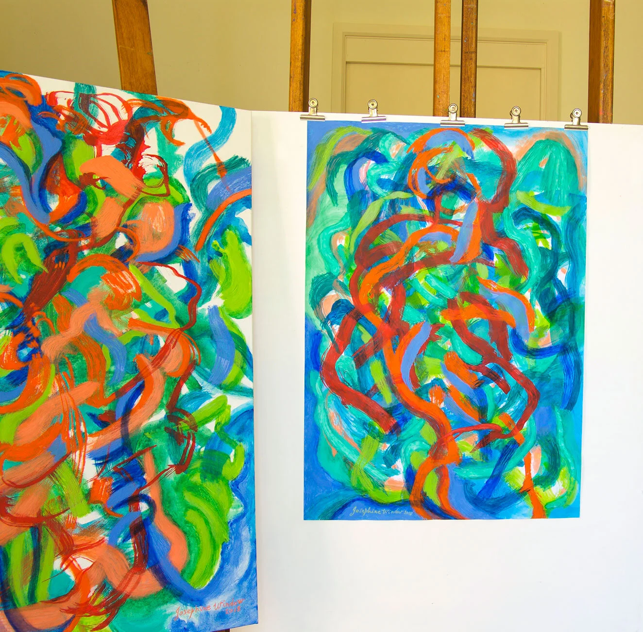 Josephine-Window-Rhythms-1-painting-abstract-acrylic-paper-artwork-studio-view