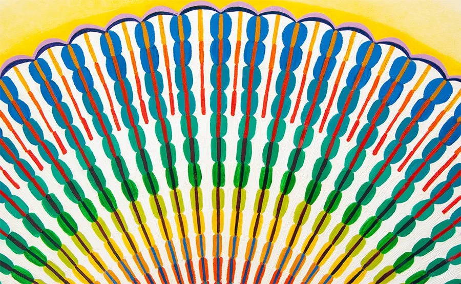 Josephine-Window-Flowering-Colour-large-abstract-Colour Circle-oil-painting-geometric-maximalism-stretched-canvas-artwork-closeup-detail-1