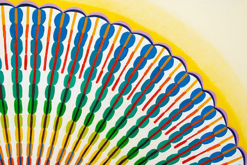Josephine-Window-Flowering-Colour-large-abstract-Colour Circle-oil-painting-geometric-maximalism-stretched-canvas-artwork-closeup-detail-5