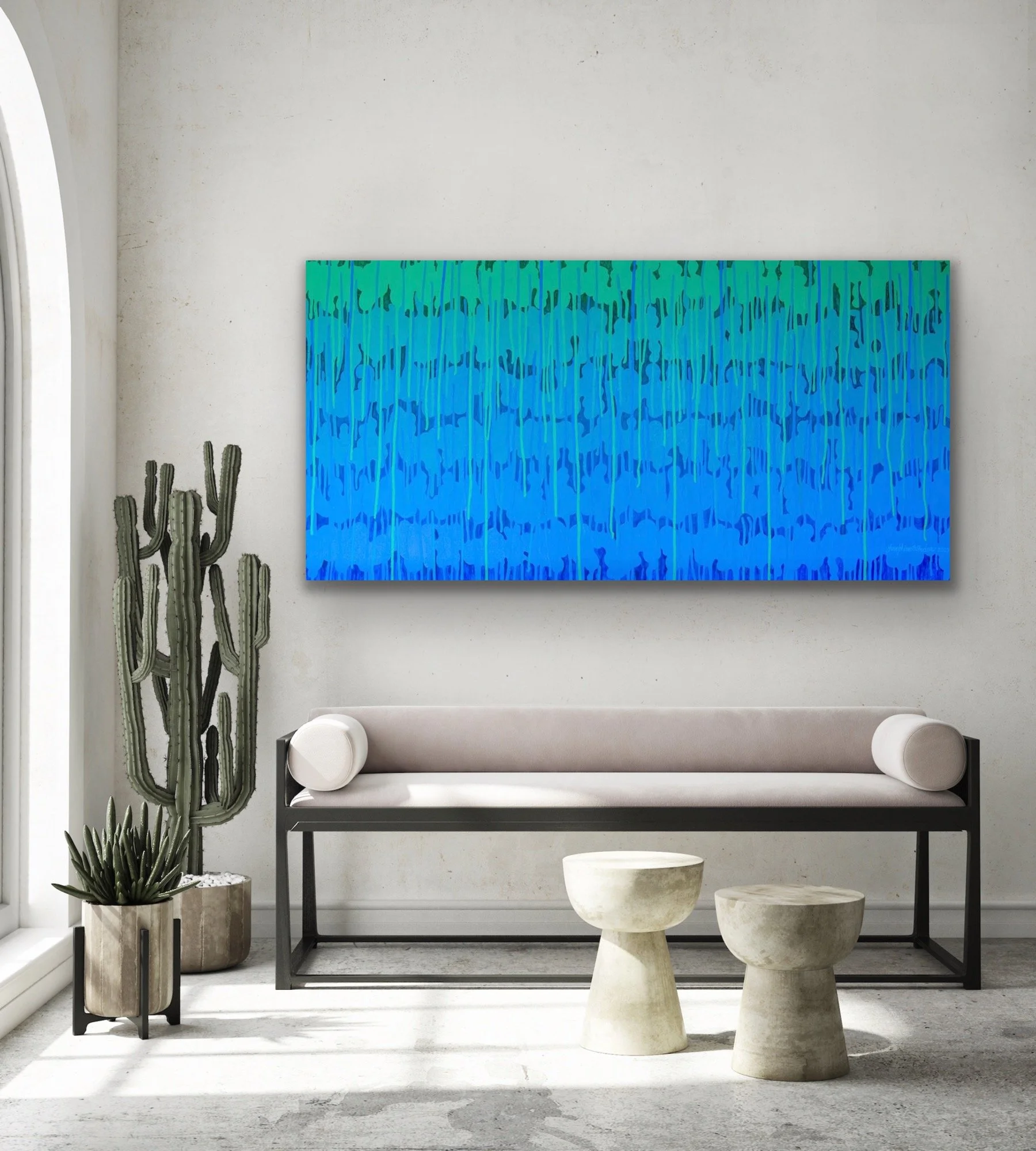 Josephine-Window-large-abstract-acrylic-painting-canvas-Turquoise-Deeps-3-insitu-2