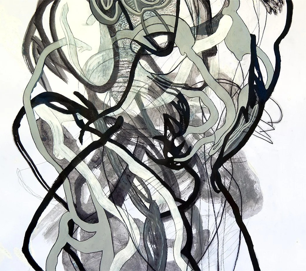 Josephine-Window-Microcosm-2-original-ink-acrylic-painting-abstract-layered-figures-rainforest-paper-linear-expressive-gestural-artwork-closeup-detail-2