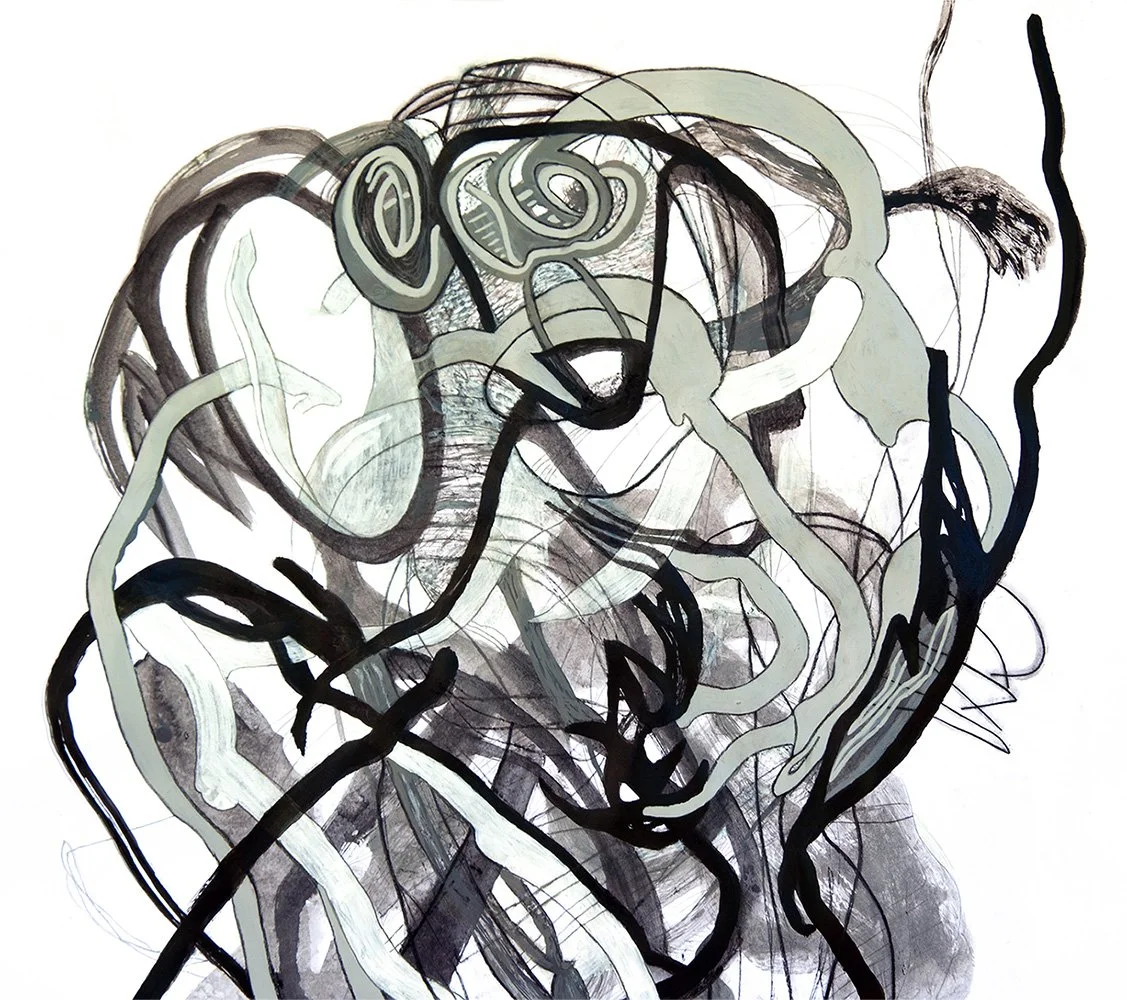 Josephine-Window-Microcosm-2-original-ink-acrylic-painting-abstract-layered-figures-rainforest-paper-linear-expressive-gestural-artwork-closeup-detail-1