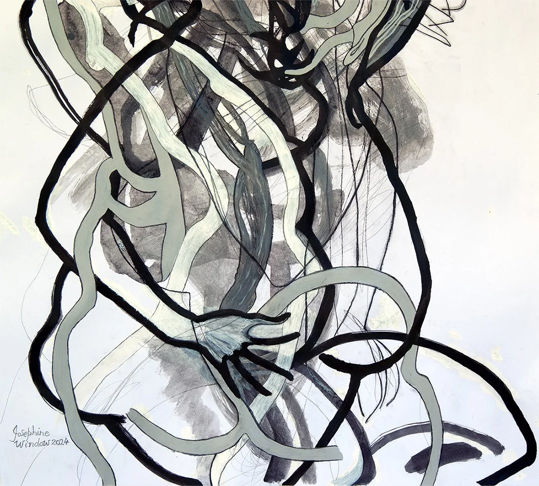 Josephine-Window-Microcosm-2-original-ink-acrylic-painting-abstract-layered-figures-rainforest-paper-linear-expressive-gestural-artist's-signature