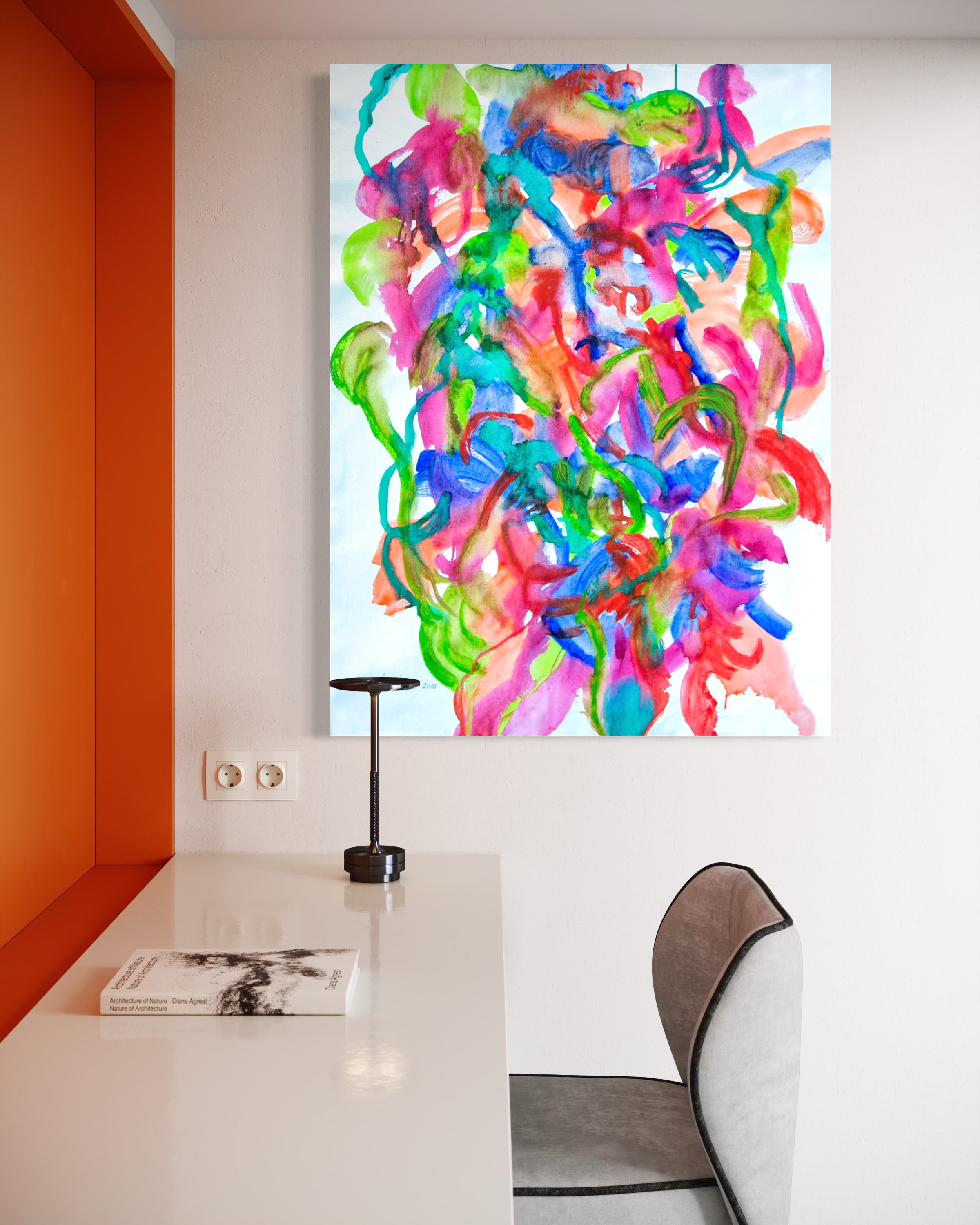 Josephine Window-Sudden-Flower-Dance-collection-abstract-painting-acrylic-in-situ