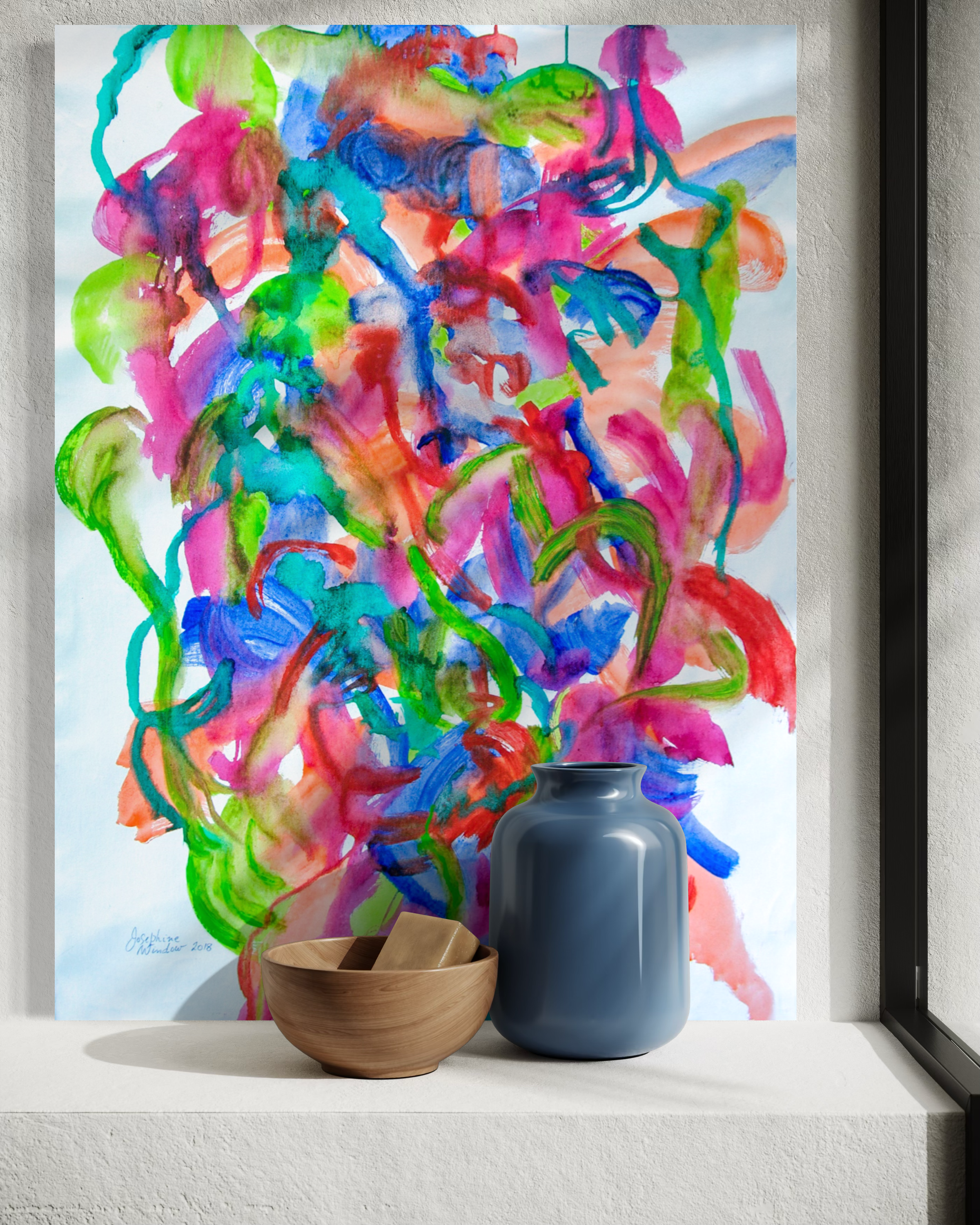 Josephine Window-Sudden-Flower-Dance-collection-abstract-painting-acrylic-in-situ