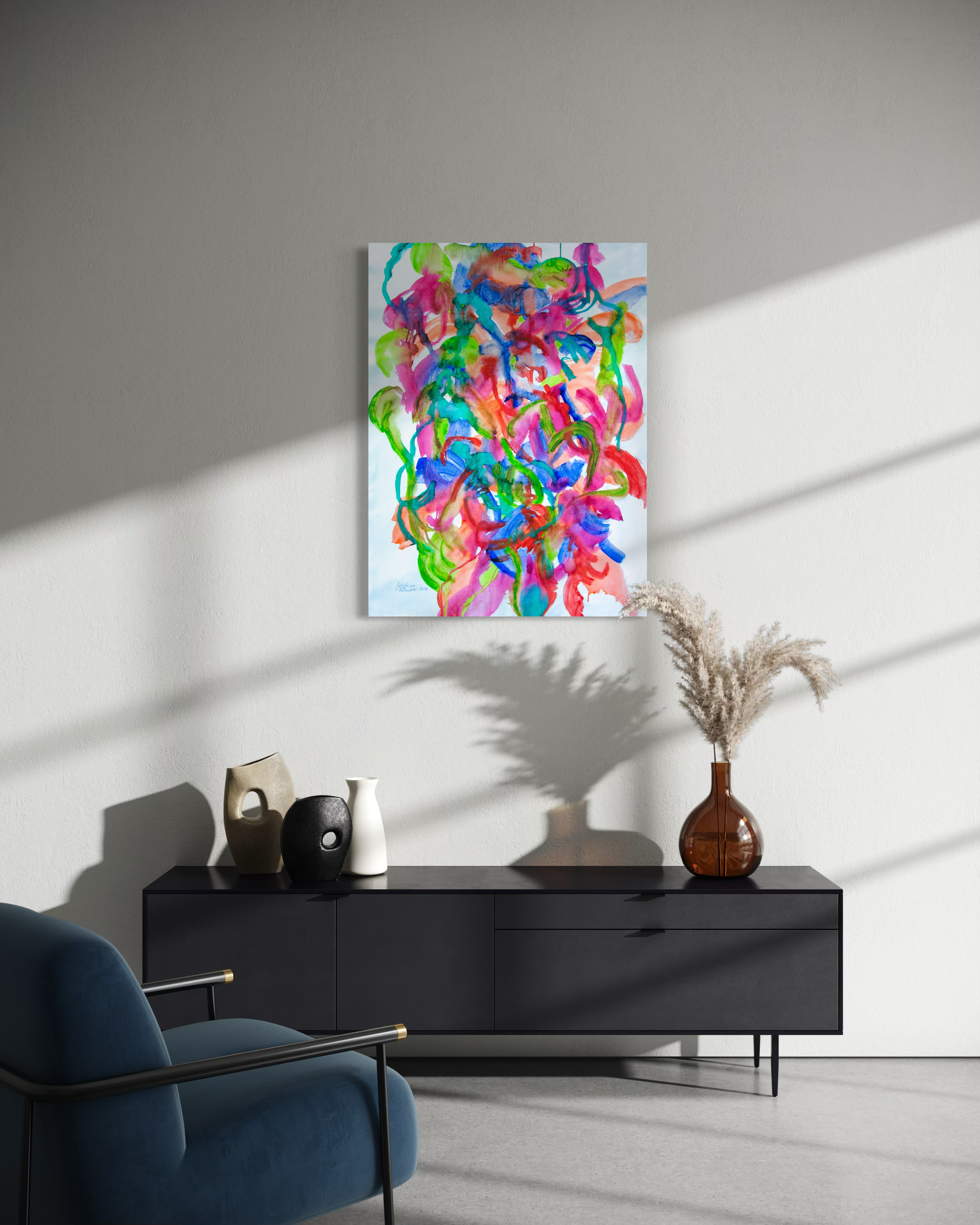 Josephine Window-Sudden-Flower-Dance-collection-abstract-painting-acrylic-in-situ