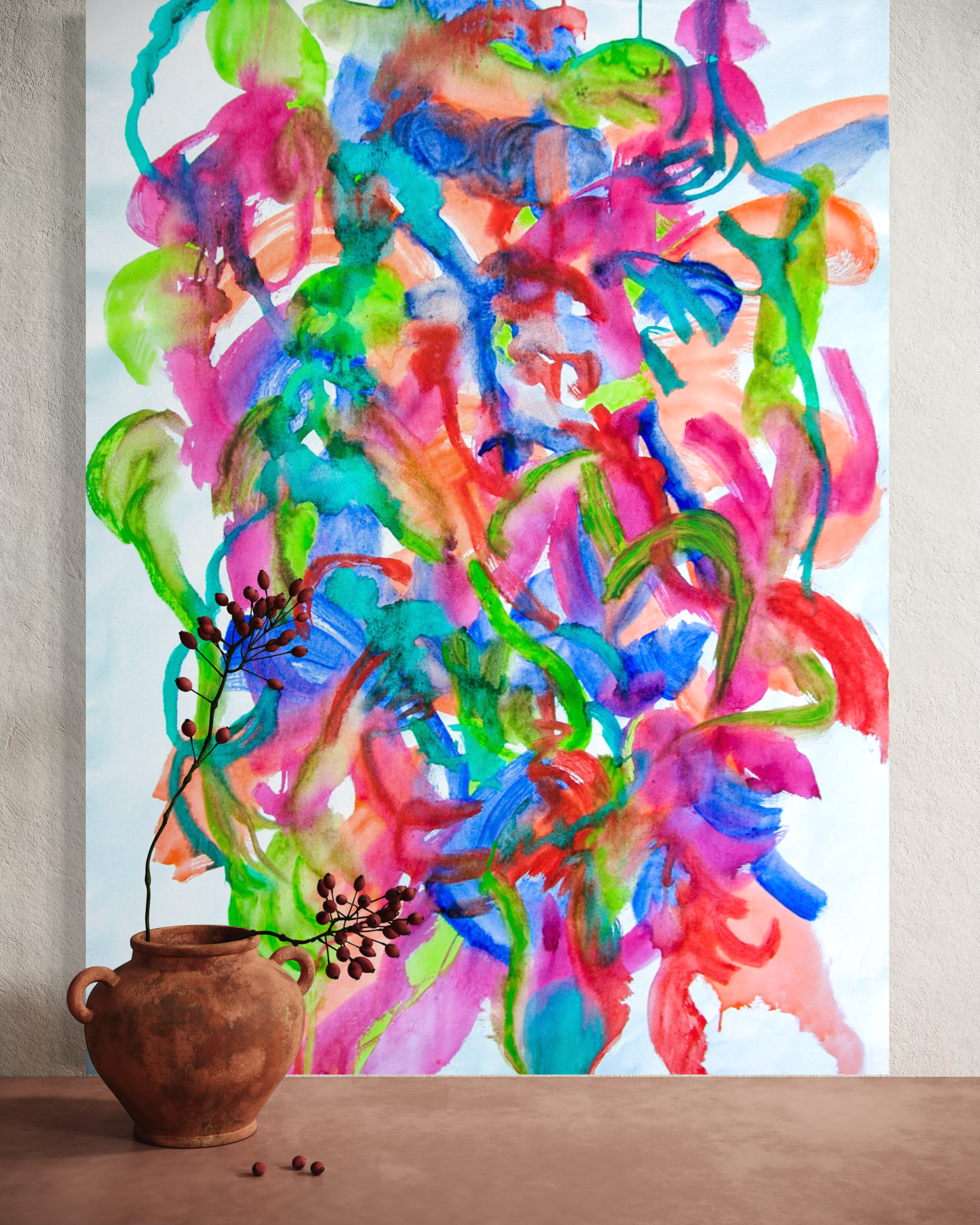 Josephine Window-Sudden-Flower-Dance-collection-abstract-painting-acrylic-in-situ