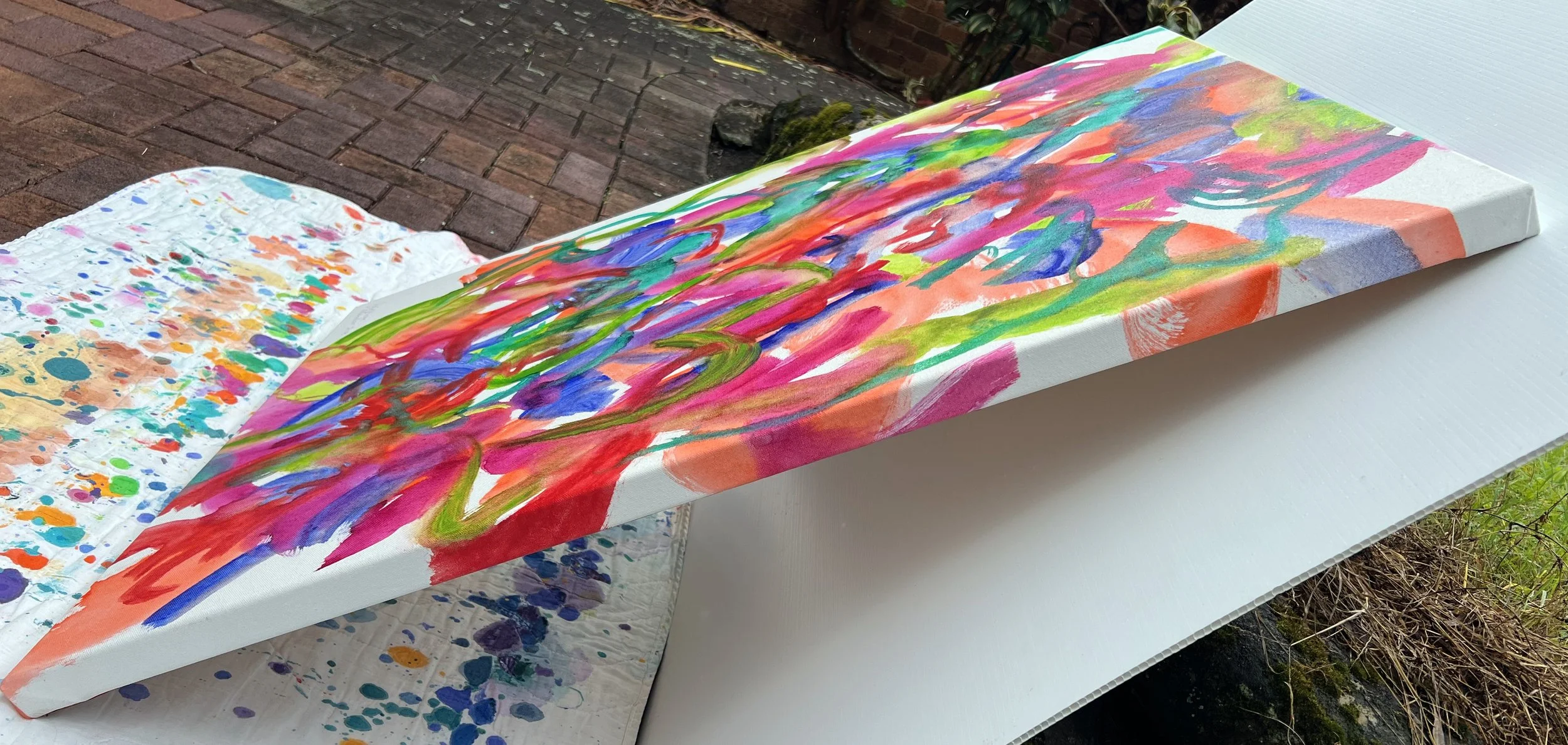 Josephine Window-Sudden Flower Dance-Collection-abstract painting-acrylic-canvas-side-view