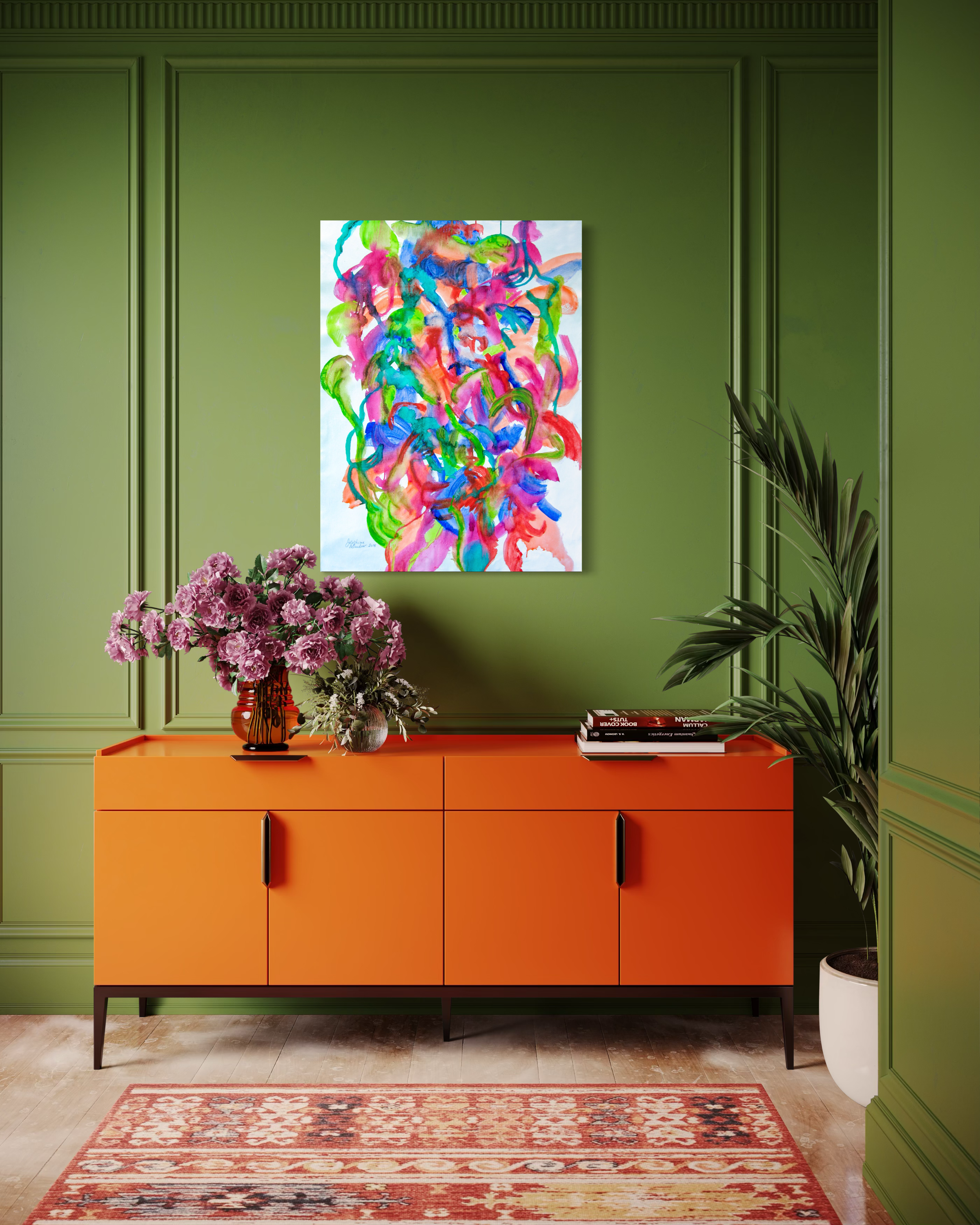 Josephine Window-Sudden-Flower-Dance-collection-abstract-painting-acrylic-in-situ