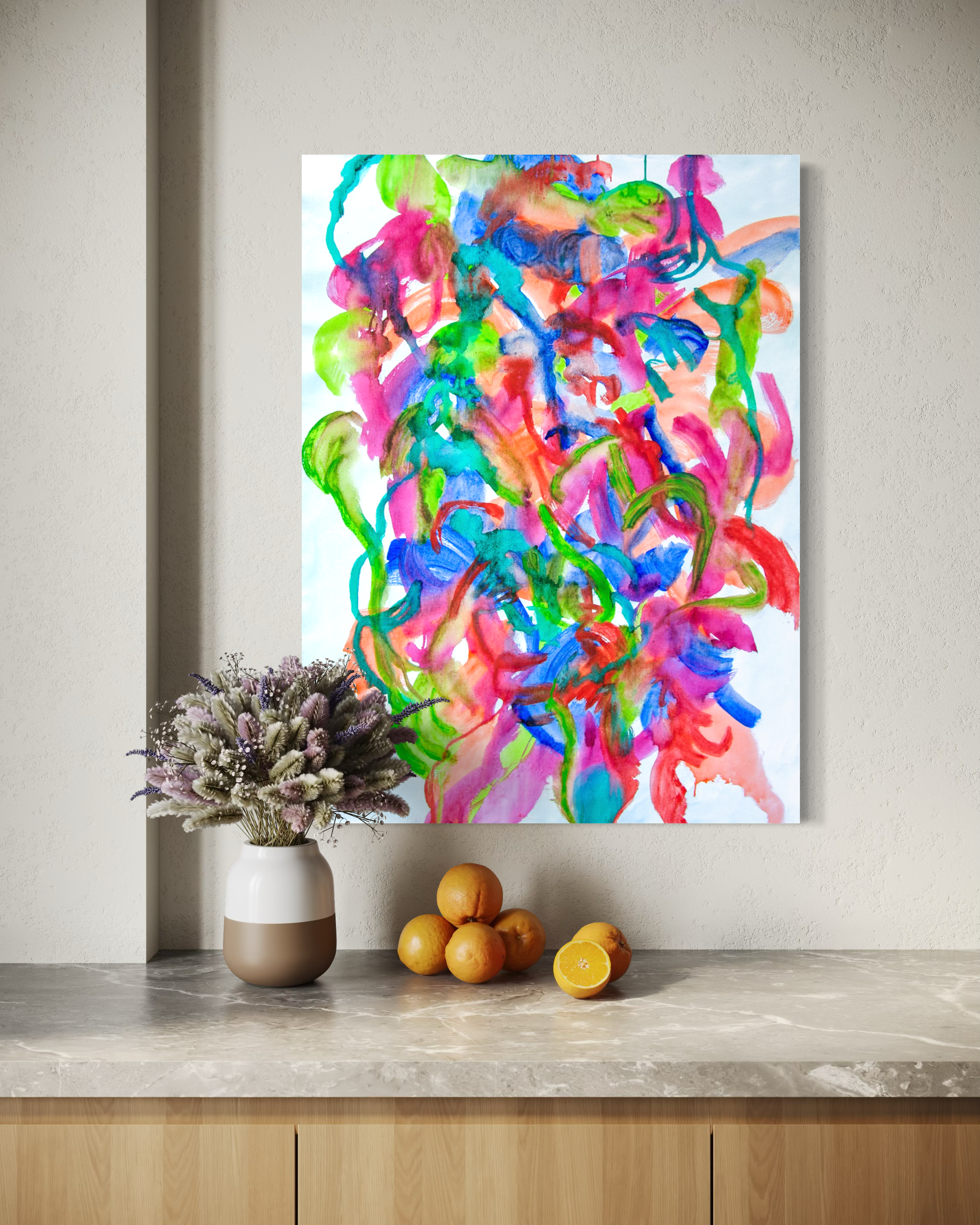 Josephine Window-Sudden-Flower-Dance-collection-abstract-painting-acrylic-in-situ