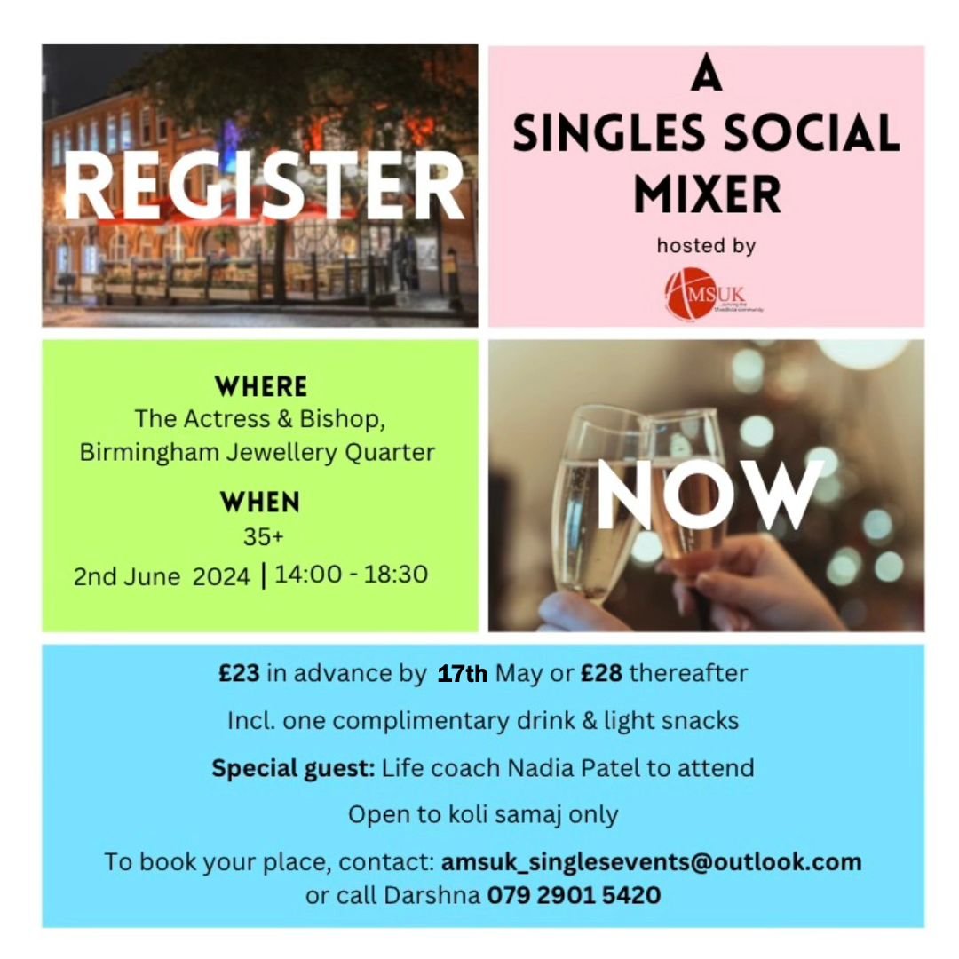 AMSUK - Singles Event

2nd JUNE 2024 - this is for all participants OVER the age of 35 

The event is taking place at the Actress &amp; Bishop located in the Jewellery Quarters in Birmingham &ndash; full details will be sent out to everyone who regis