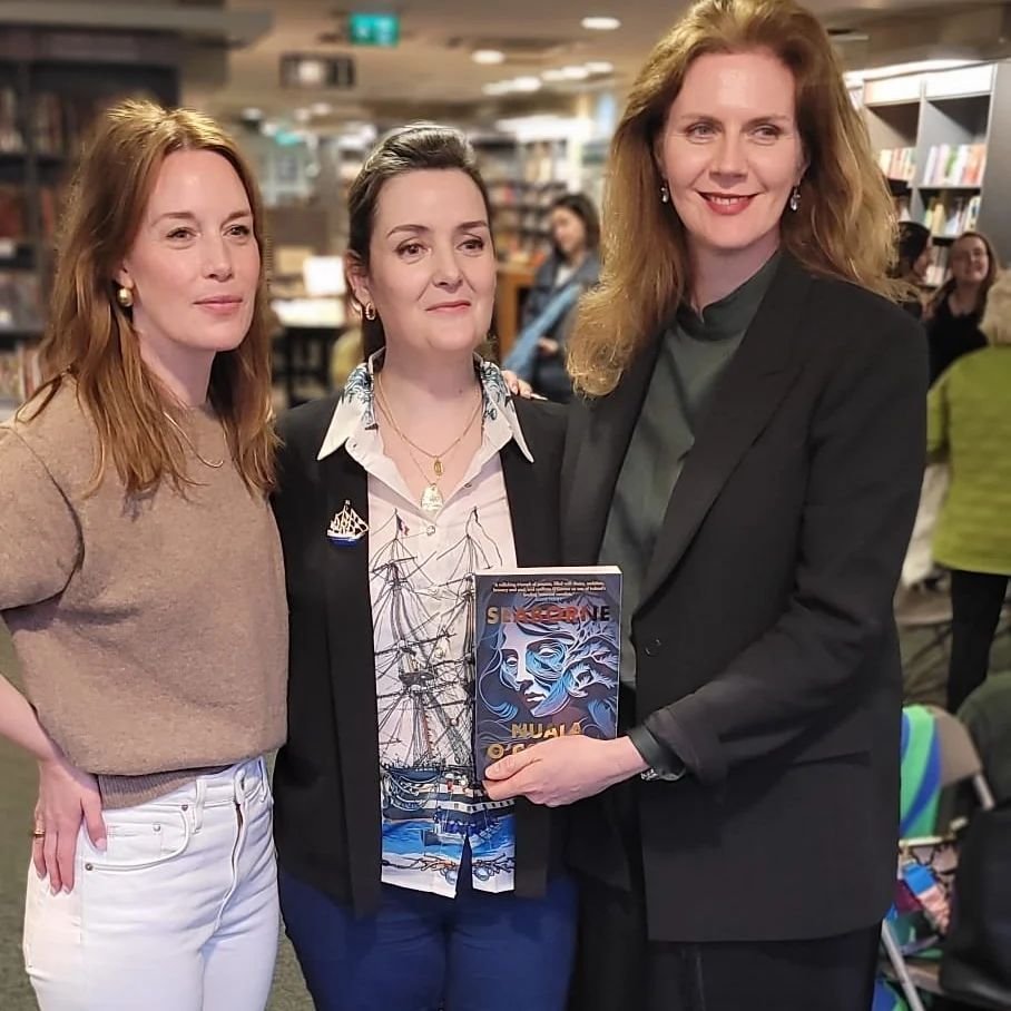 Nuala O'Connor pictured with New Island Comissioning Editor Aoife K. Walsh and her agent Gr&aacute;inne Fox at last night's official launch of SEABORNE In Hodges Figgis. ⛵️ #booklaunch #AdventureAwaits #Seaborne #AnneBonny #newfiction