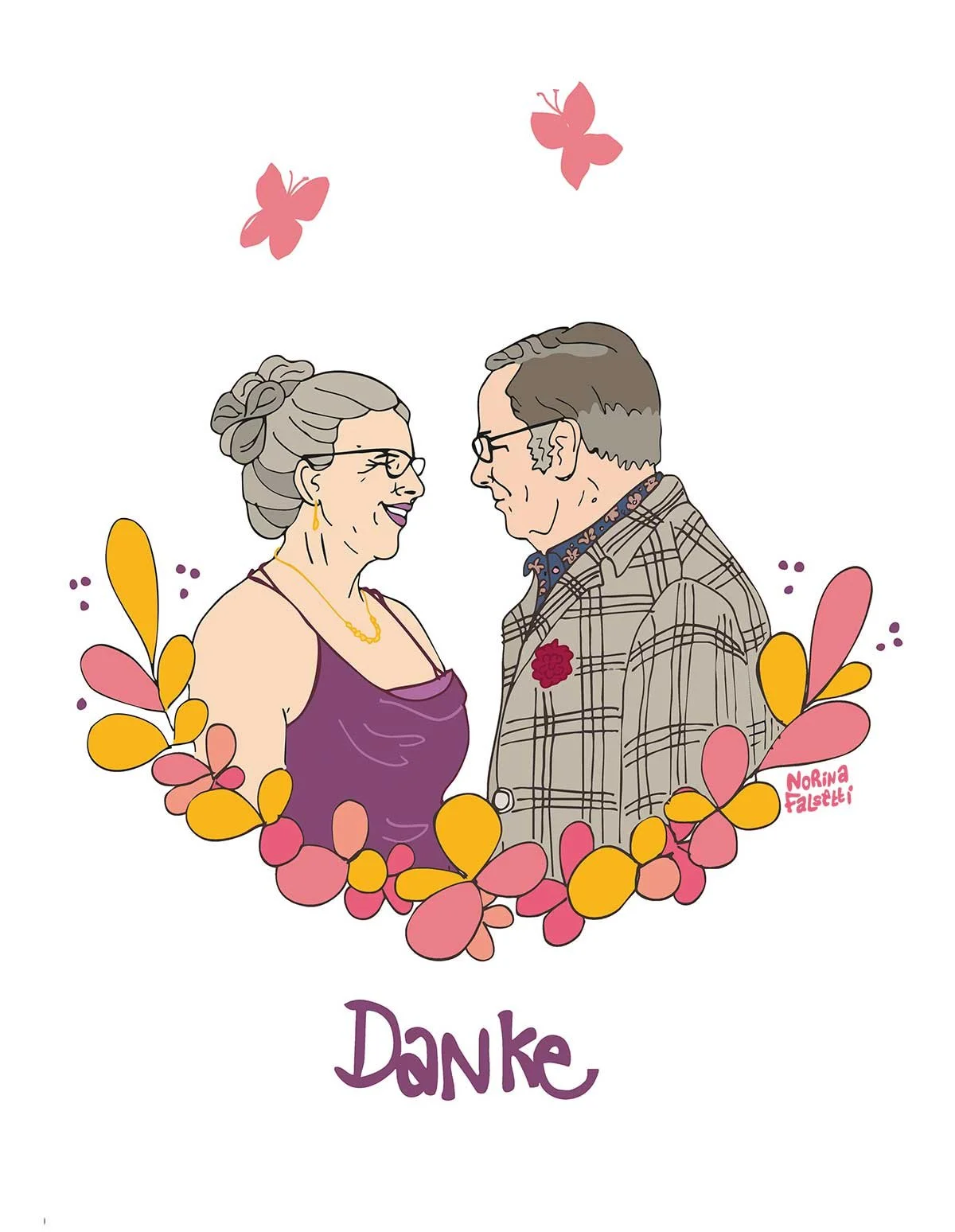 Portrait Illustration für eine Dankeskarte