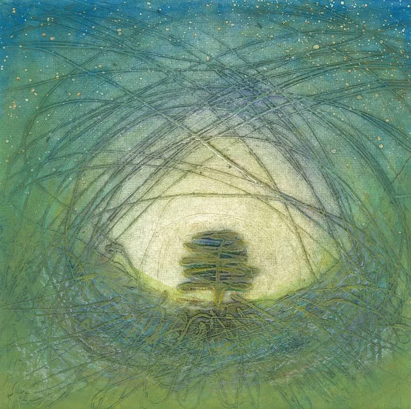 Northumberland Affordable Art Print | Lone Tree Under A Starry Sky I