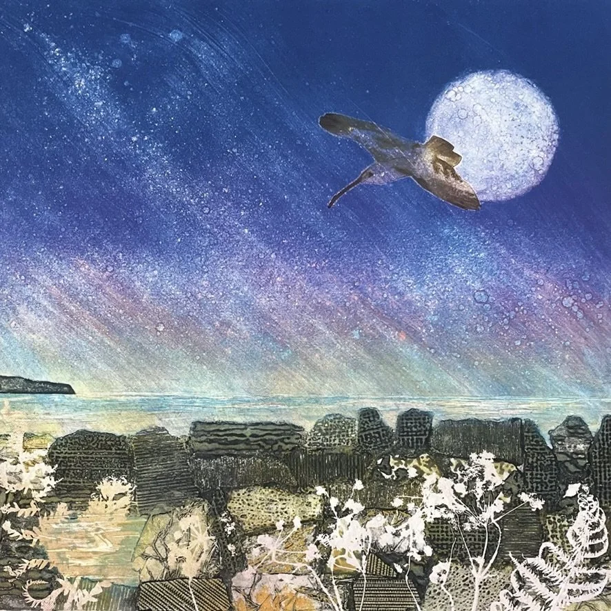 Curlew Under A Full Moon III | Wildlife Giclée Fine Art Print