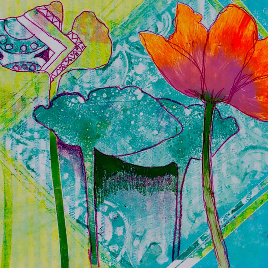 Flame Red Poppy And Art Deco