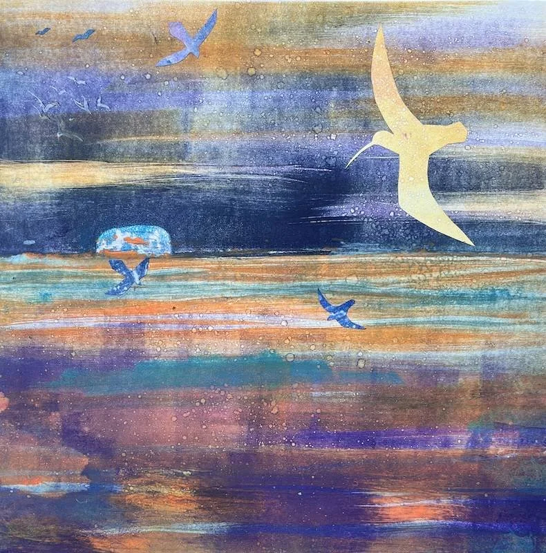Off The Coast - monotype print