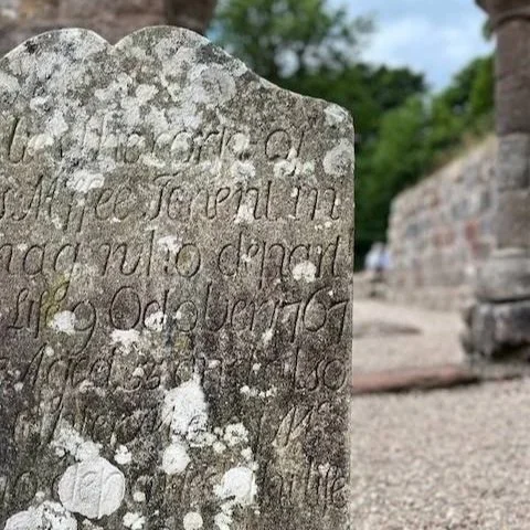 headstone in st. blane's chapel