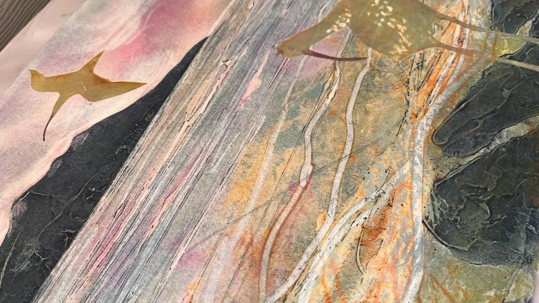Detail of monotype/collagraph seascape print
