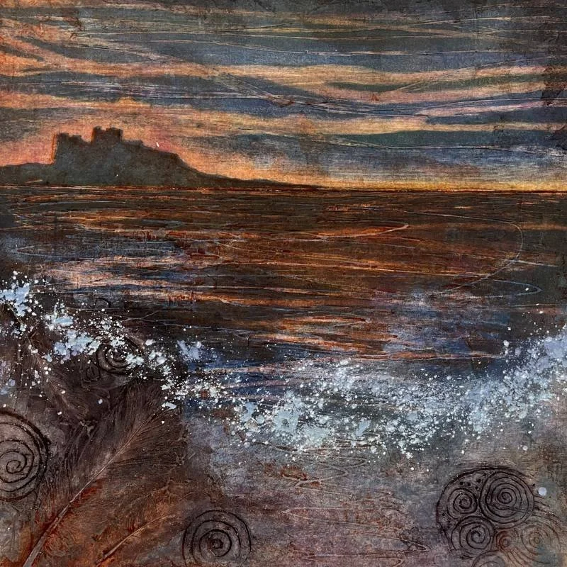 Bamburgh Beach Hidden Past IX | Monoytpe/collagraph