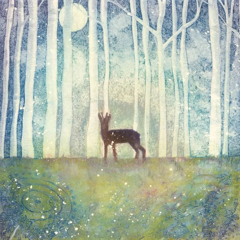 Startled In The Moonlight | Medium: Collagraph