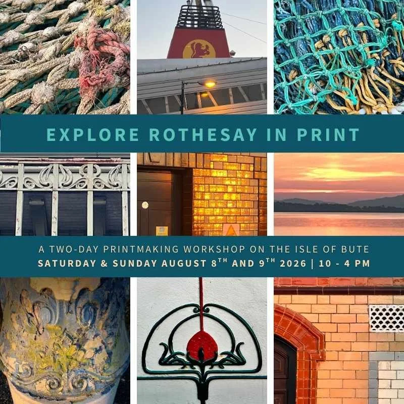 printmaking workshop on collagraphs on the isle of bute