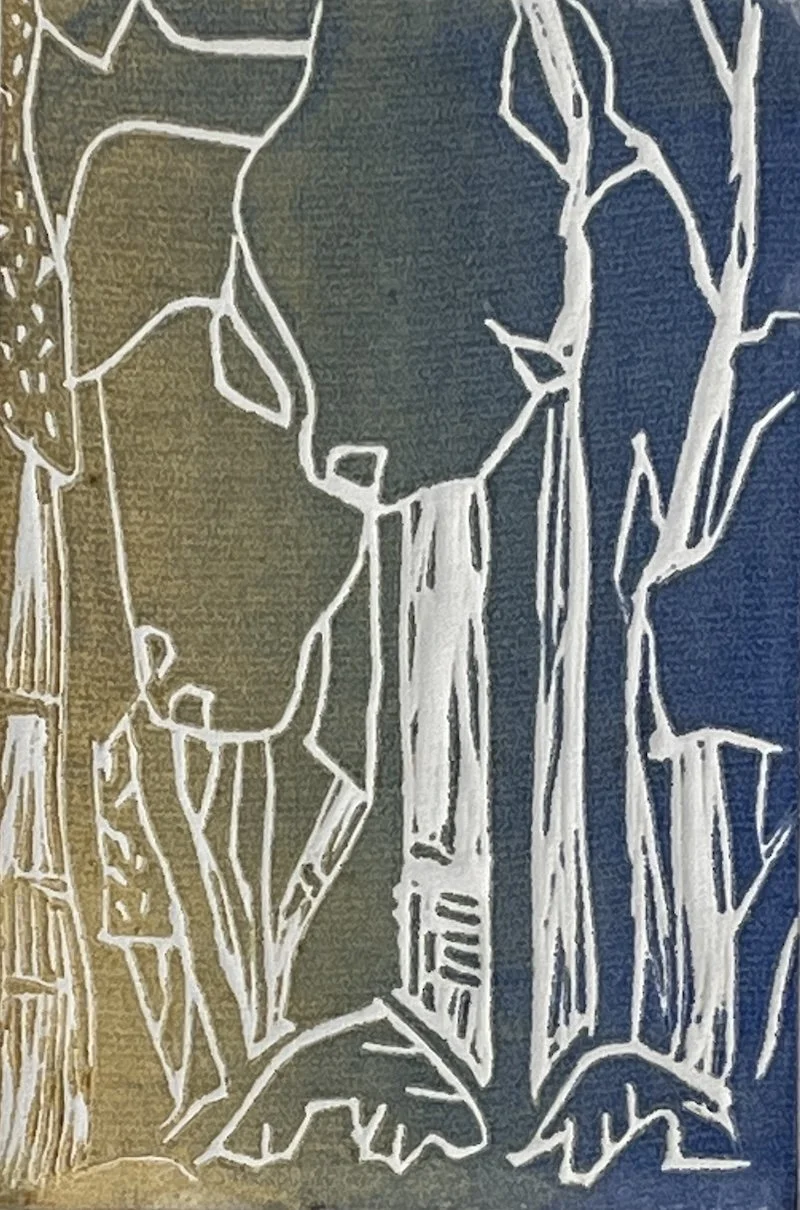 Student blended roll-up linocut print