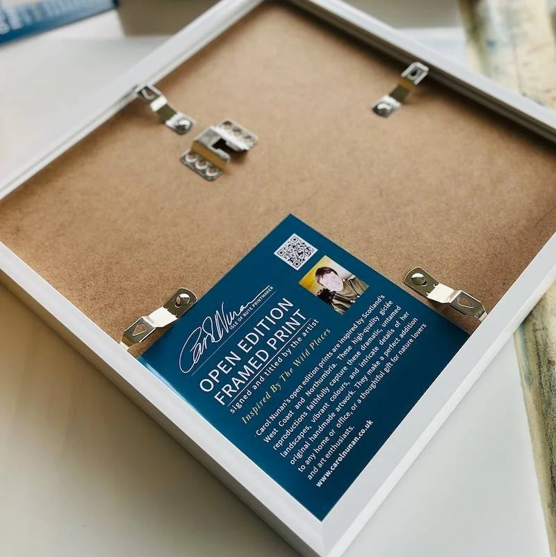 back of a white box frame to show flexible display options, picture stand or wall hook (Copy)