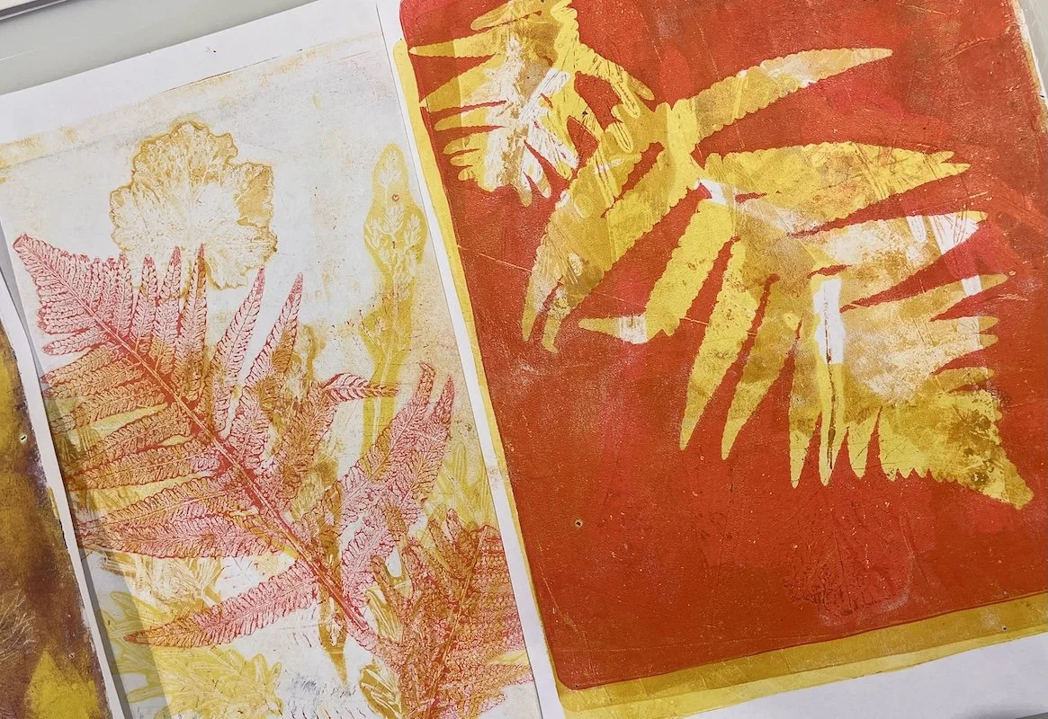 student gelli-plate.print for collage