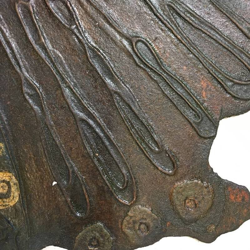 Bottom detail Fragments collagraph plate scorched on ply