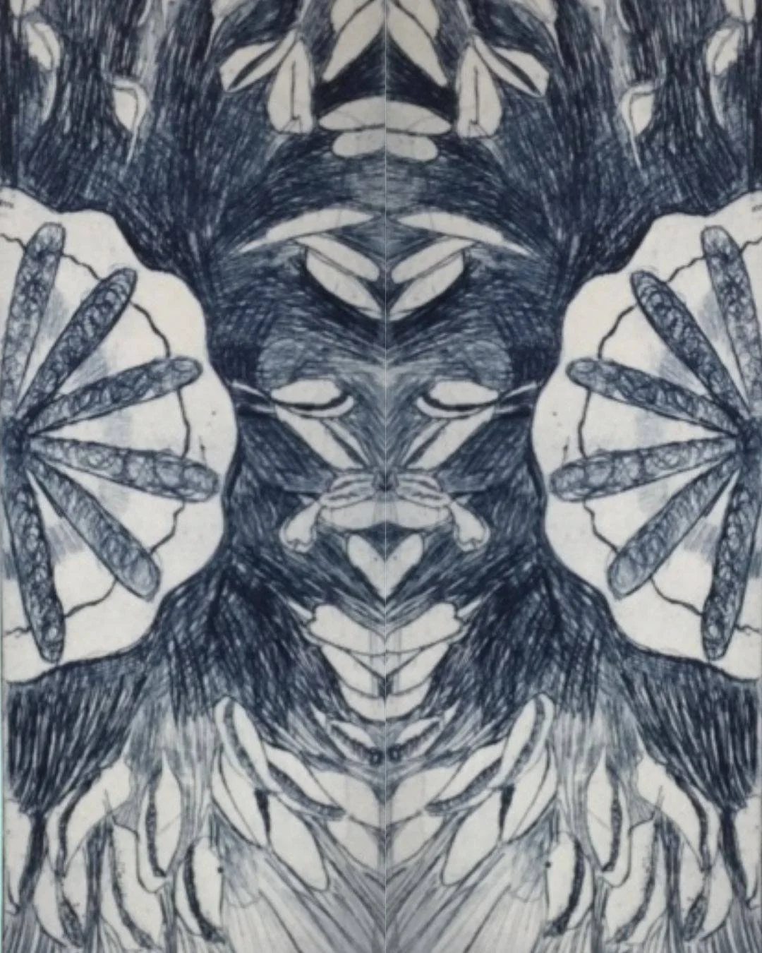 printmaking workshop on drypoint and collage - example 3 flower centre